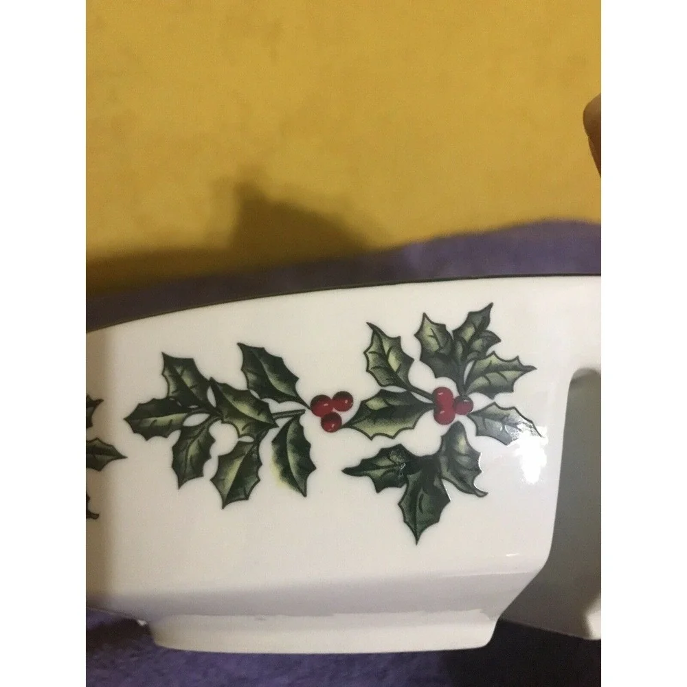 Formalities by Baum Bros. Porcelain Divided Dish-Holly‎ Collection-Christmas